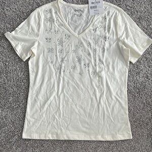 Coral Bay  Cream Embellished Women's Top size small